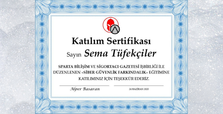  Sigortacı Gazetesi ve KASIDER ortaklığında düzenlenen Siber Güvenlik eğitiminde sertifikalar dağıtıldı